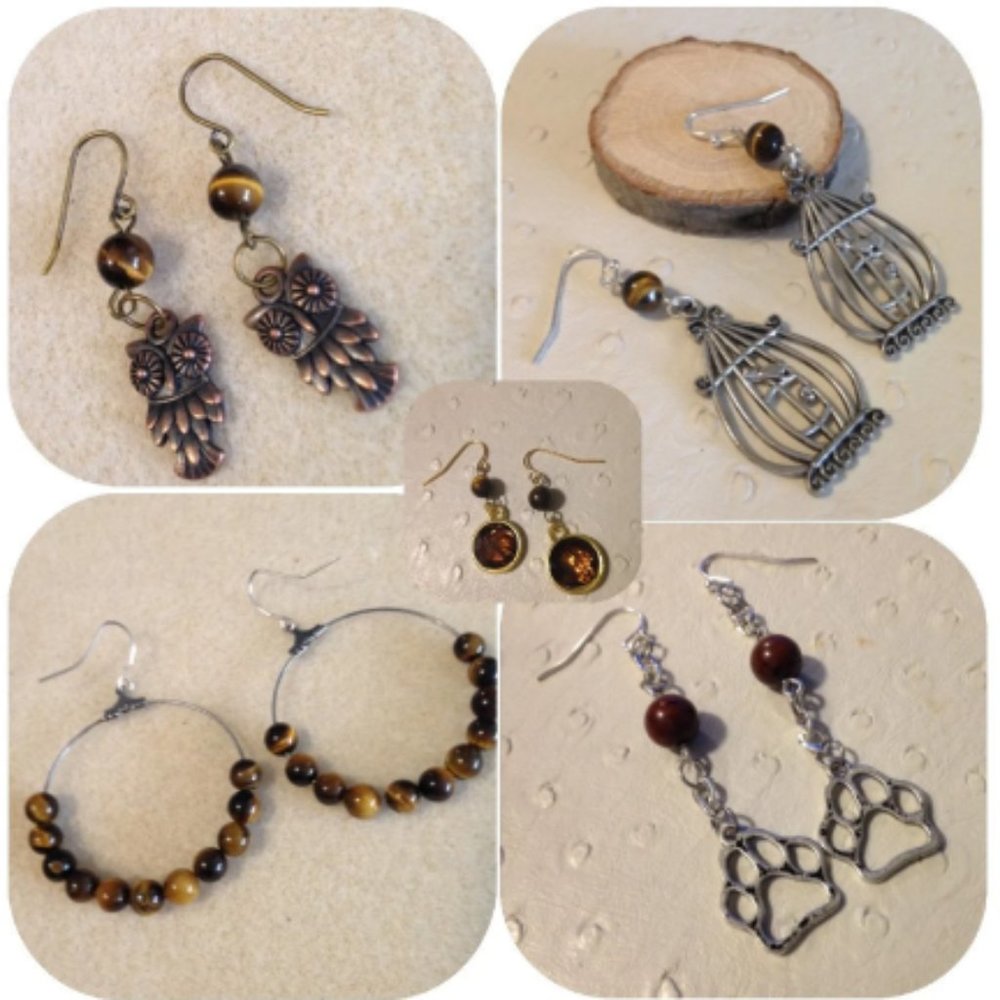 NEW Genuine Tiger's Eye crystal earrings